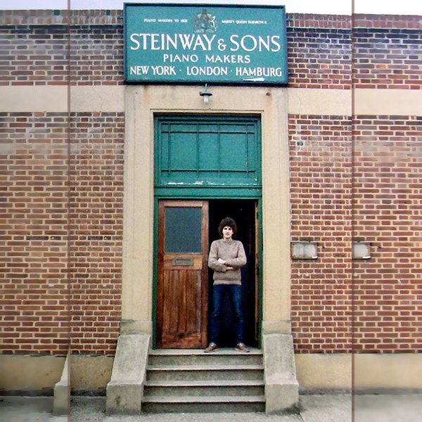 Tim Hendy standing in the doorway of Steinway & Sons, London