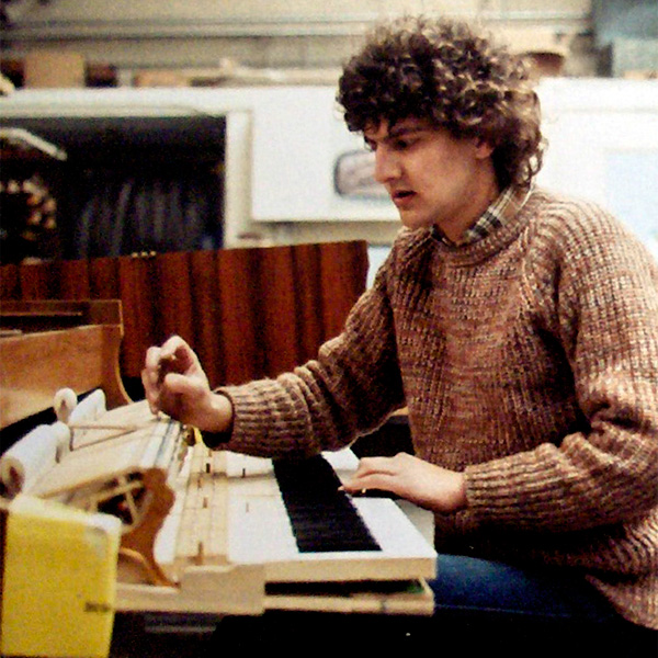 Tim Hendy regulating a piano action at Steinway & Sons, London